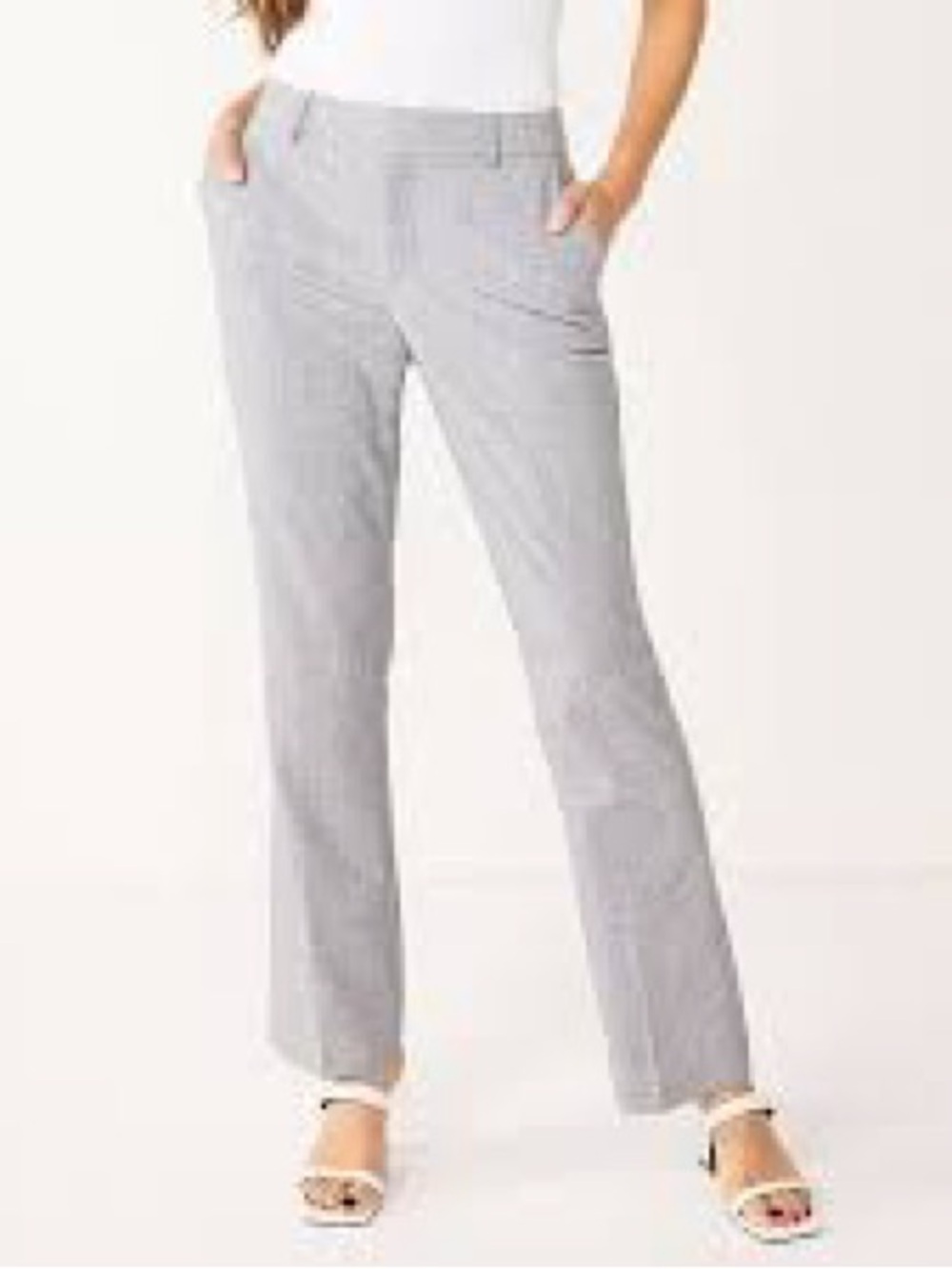 Women’s Straight-Leg Dress Pants in Gray Plaid